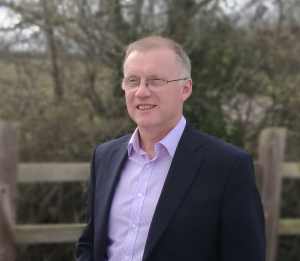 Independent Financial Adviser Matthew Eaton standing outside his office in Rural Somerset Spring 2018