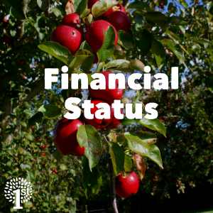 Branch of ripe red apples in Somerset Orchard - Financial Status text